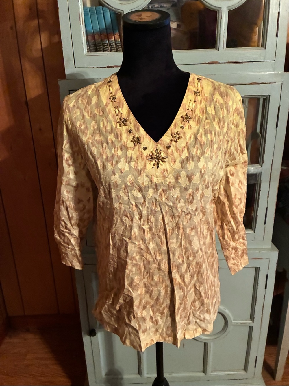 Ladies Vintage Alfred Dunner Size 10P Beaded Pullover Blouse B12